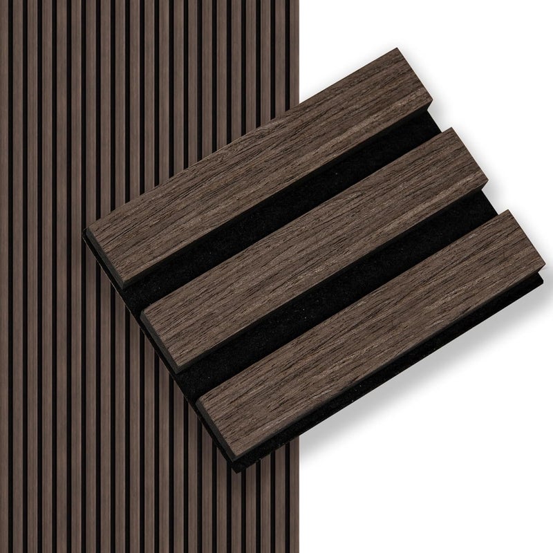 SMARTSTANDARD Sample Wood Slat Wall Panel, Soundproof Wooden Wall Panels, Acoustic Wood Panels for Wall, Dark Walnut, Sample Pack - Image 1